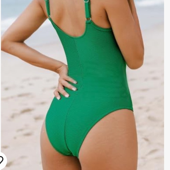 Women's Ribbed Zipper Front Scoop Neck Available in Plus One Piece Swimsuit - Picture 4 of 5